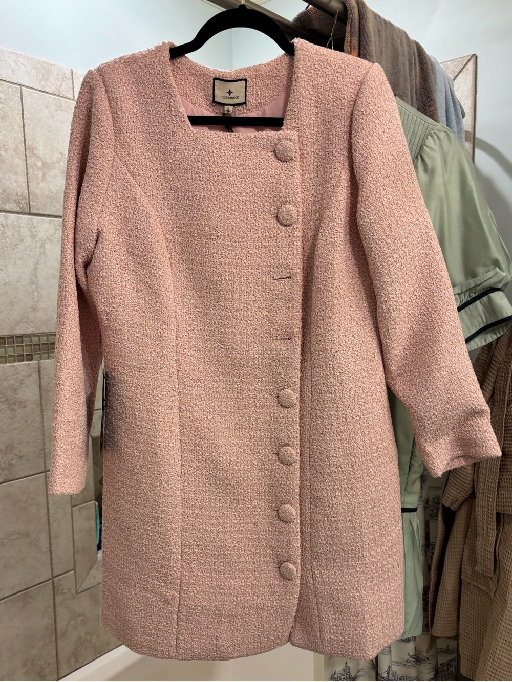NWT Tuckernuck Birkley Pastel Pink Tweed Long Sleeve Classic
Mini Dress Size L